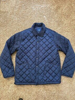 George Quilted Blue Jacket Cordurnoy Collar Vintage Mens Size Large